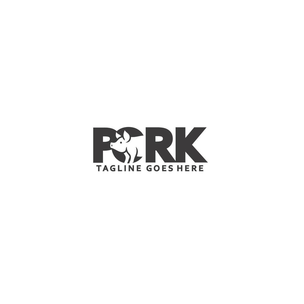 pork letter typography monochrome logo design graphic template vector