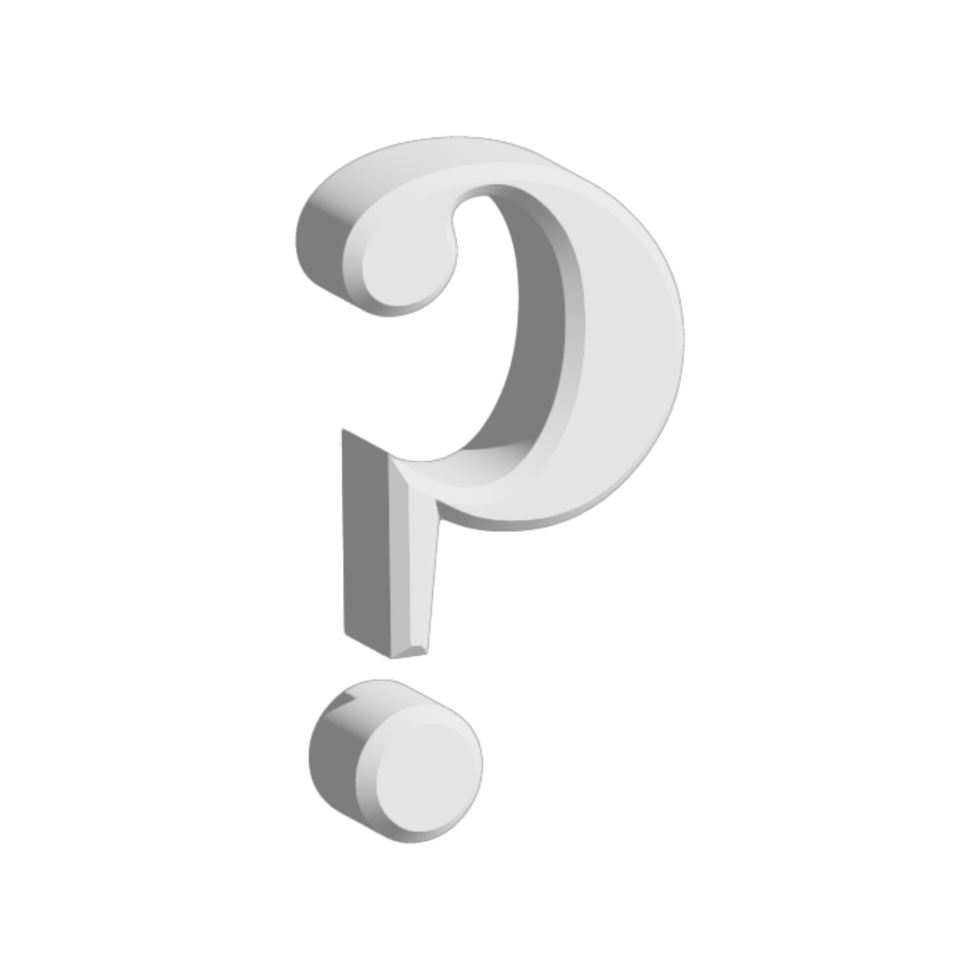 White 3D question mark transparent background png