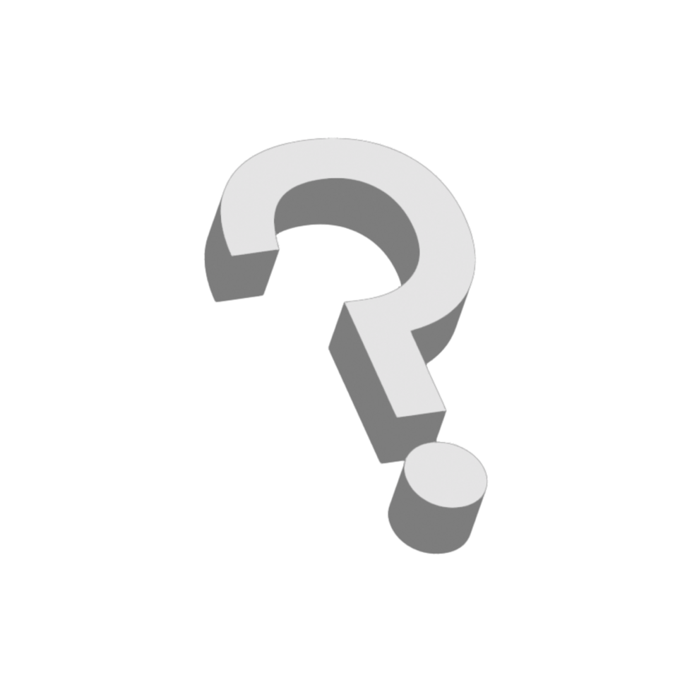 White 3D question mark transparent background png