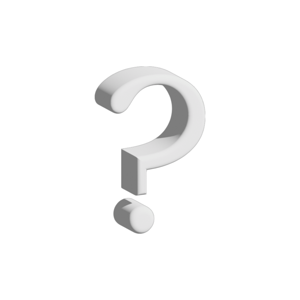 White 3D question mark transparent background png