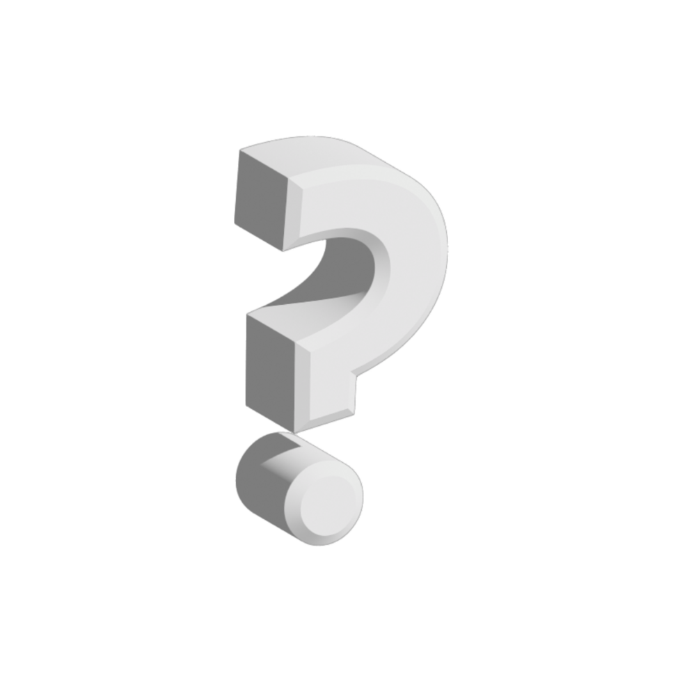 White 3D question mark transparent background png