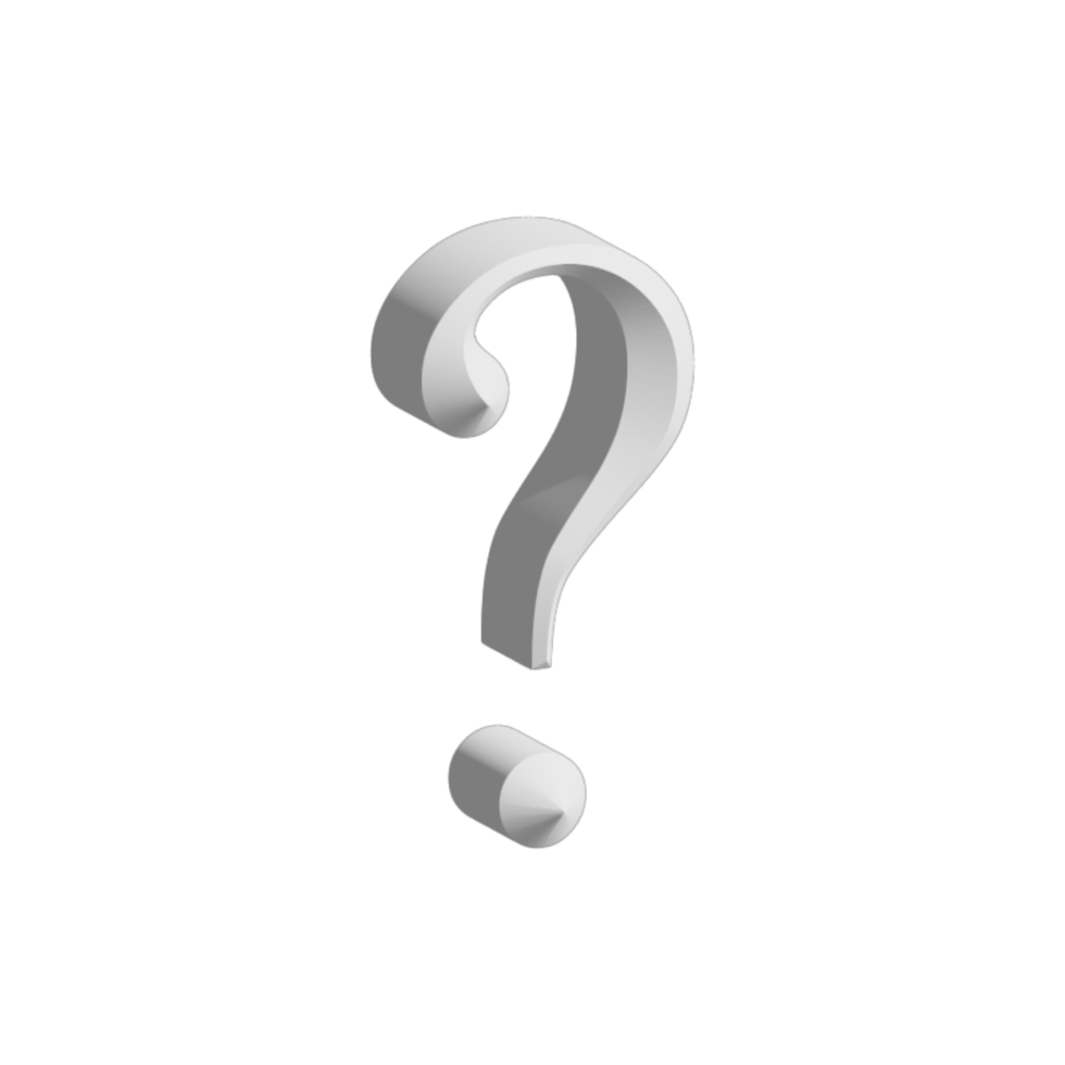 White 3D question mark transparent background png