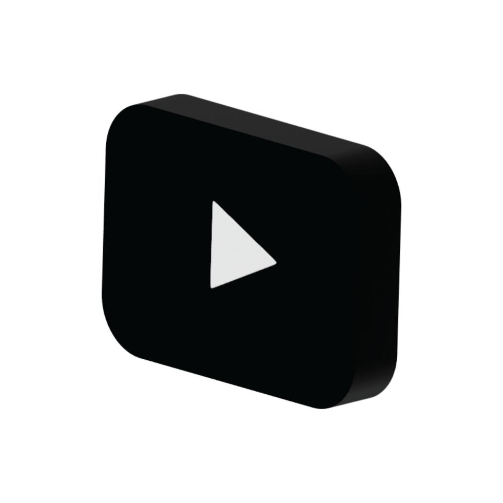3D youtube logo icon isolated on transparent background png