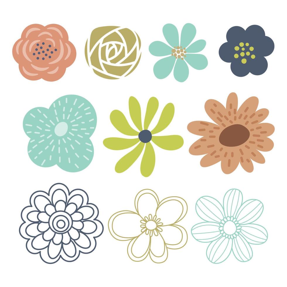 et of flower. Hand drawn decorative elements. vector