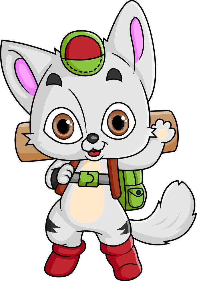 Cartoon Standing cat with Backpack vector