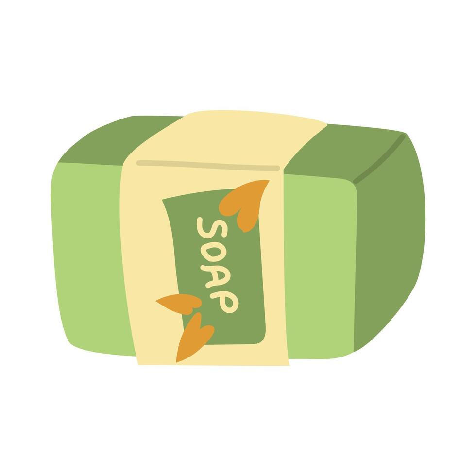 illustration of a piece of eco-friendly soap, demonstrating environmental friendliness and natural ingredients. An organic skin care product, creating a packaging design for handmade soap vector