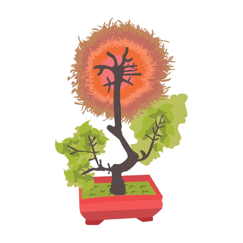 Bonsai tree. Illustration of a bonsai tree. Cartoon of a bonsai sunflower tree. Design elements of nature illustration in cartoon style vector