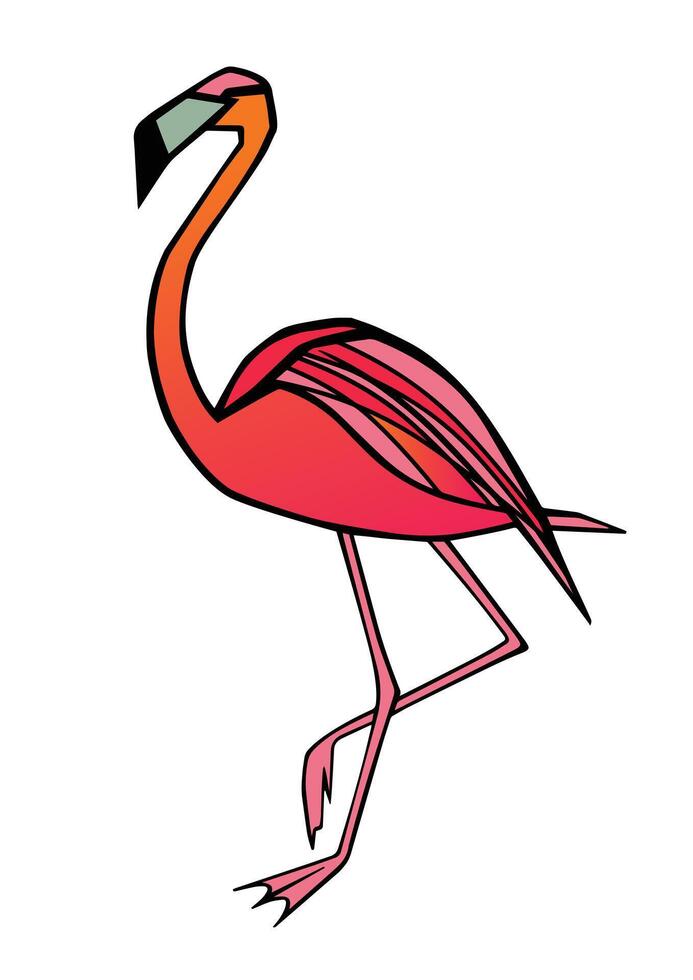 Pink flamingo illustration isolated on white background. vector