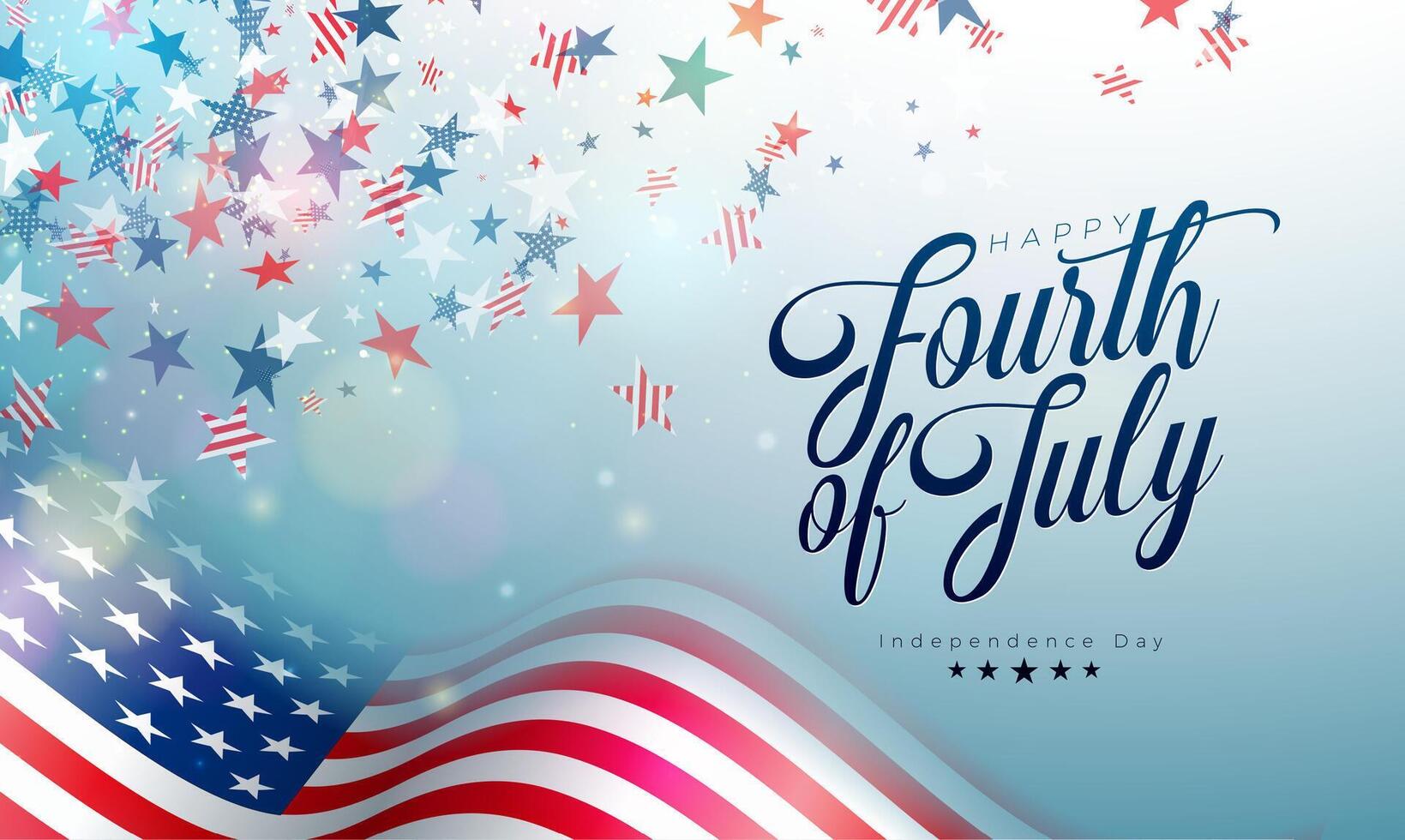 4th of July Independence Day of the USA Illustration with American Flag Pattern Star and Party Balloon on Blue Background. Fourth of July National Celebration Design with Typography Letter for vector