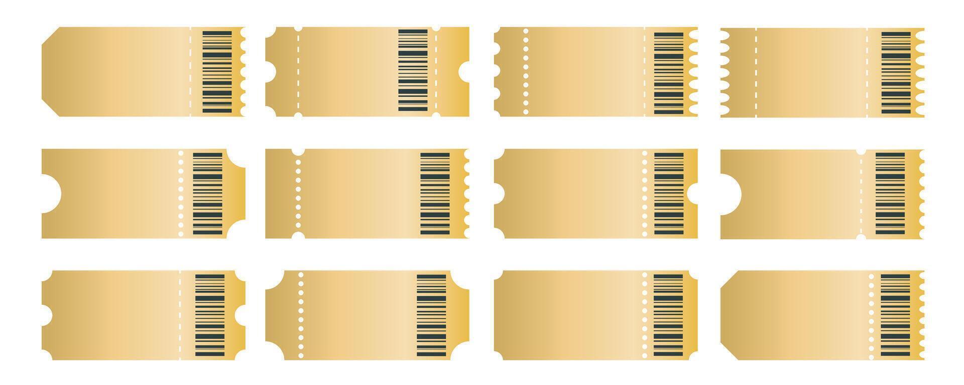 Set of golden color coupons of different designs vector