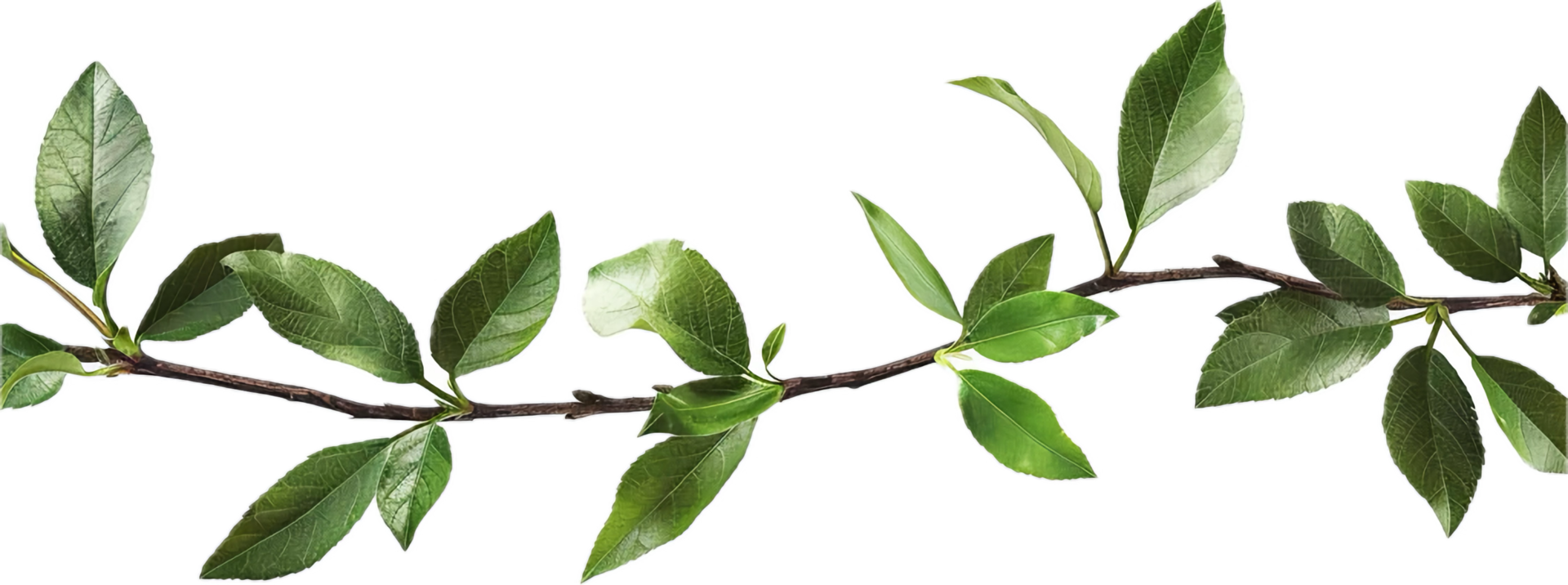 Branch with Glossy Green Leaves. png