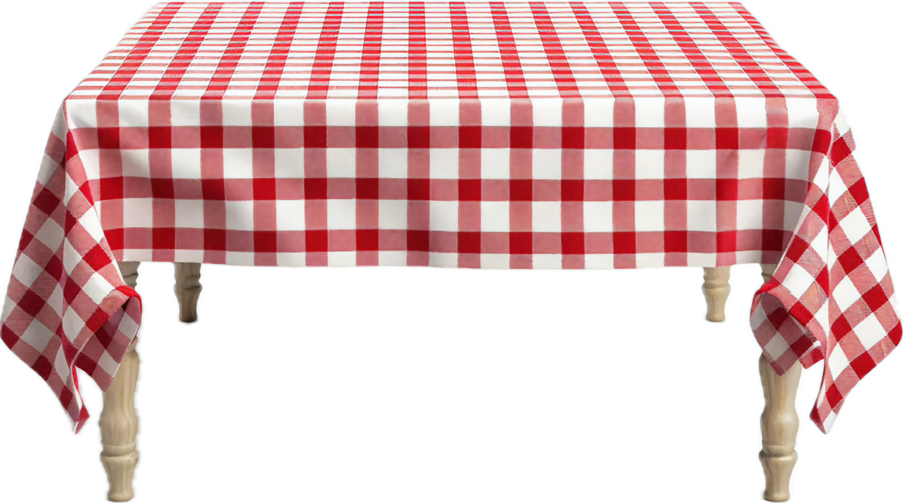 Red and White Checkered Tablecloth on Dining Table. png