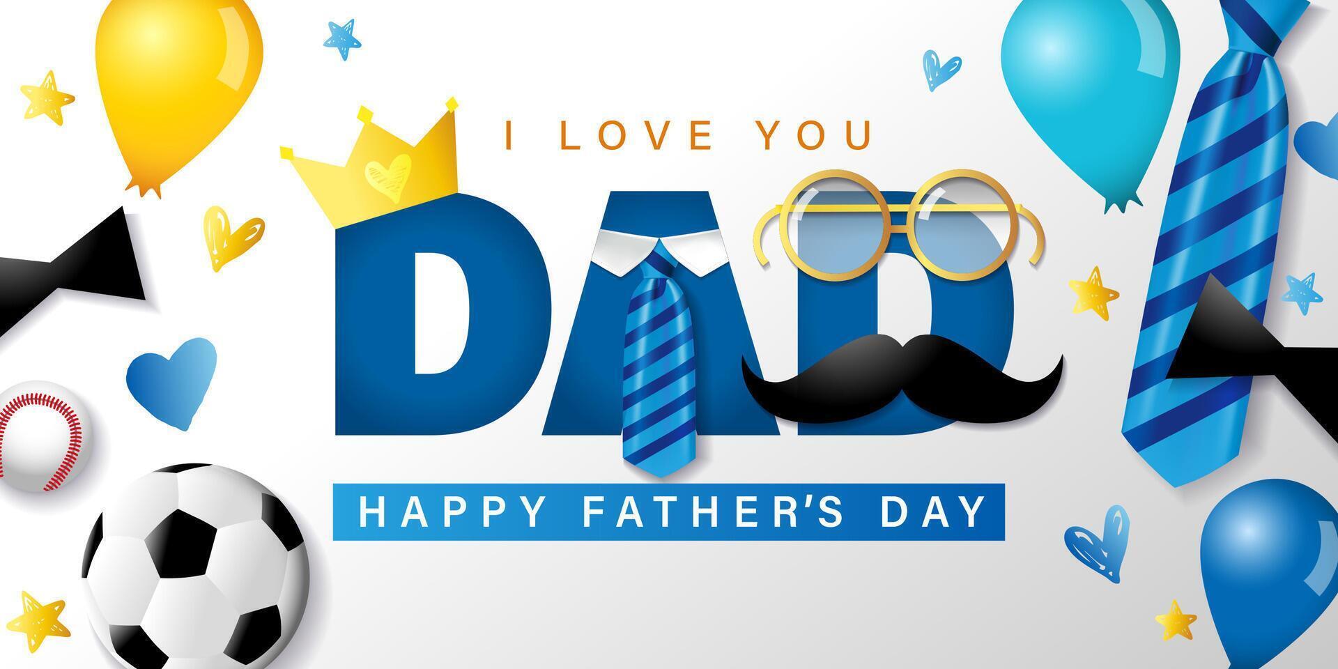 Father's day social media poster with 3D elements vector
