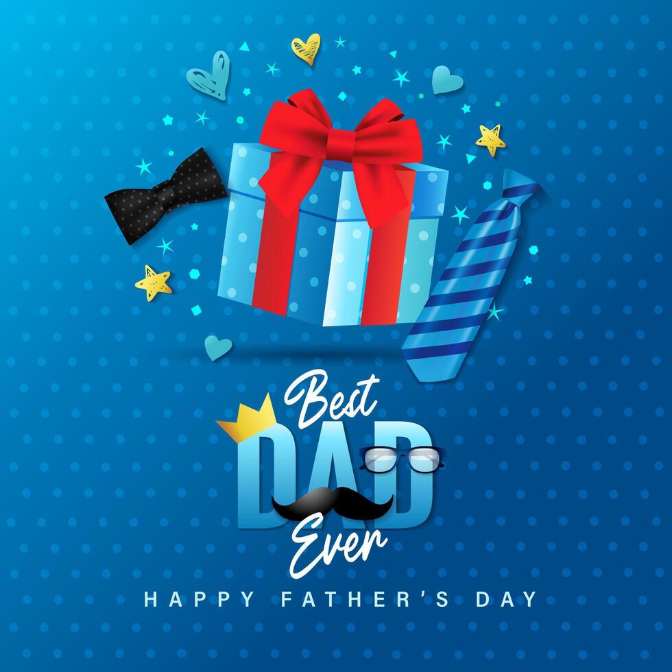Best Dad Ever, web stories post for Father's Day. 3D graphic. vector