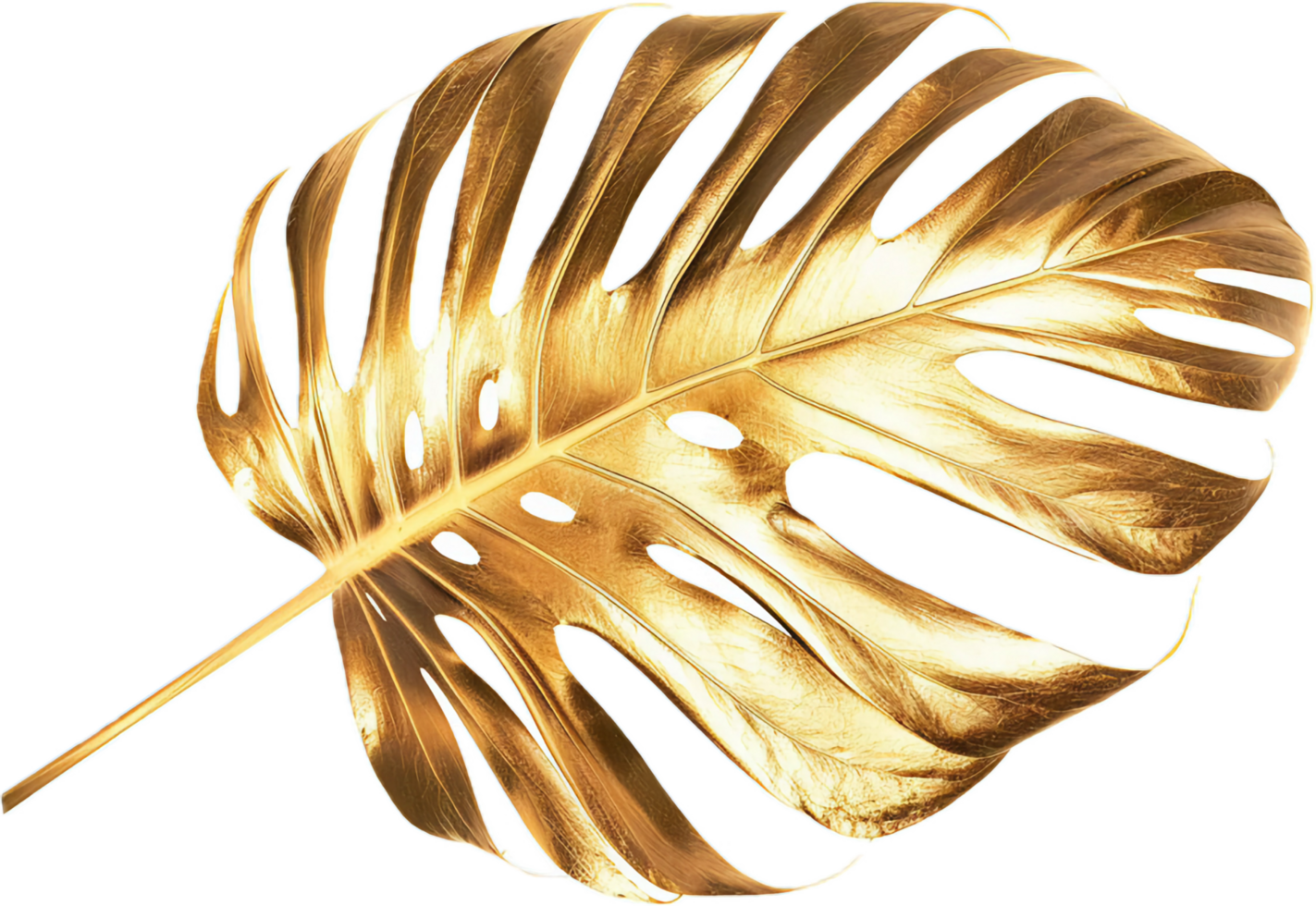 Golden Leaf with Radiant Metallic Shine. png