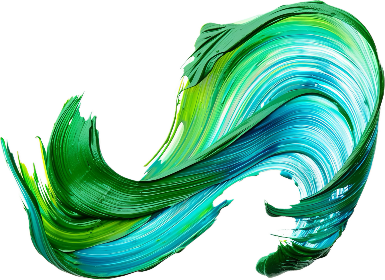 Abstract Swirl of Green Paint Strokes. png