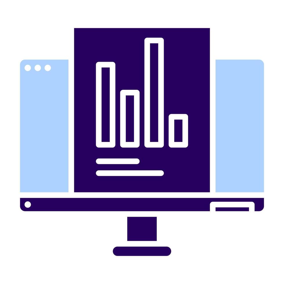 chart icon and computer screen, bookkeeping and business icon vector