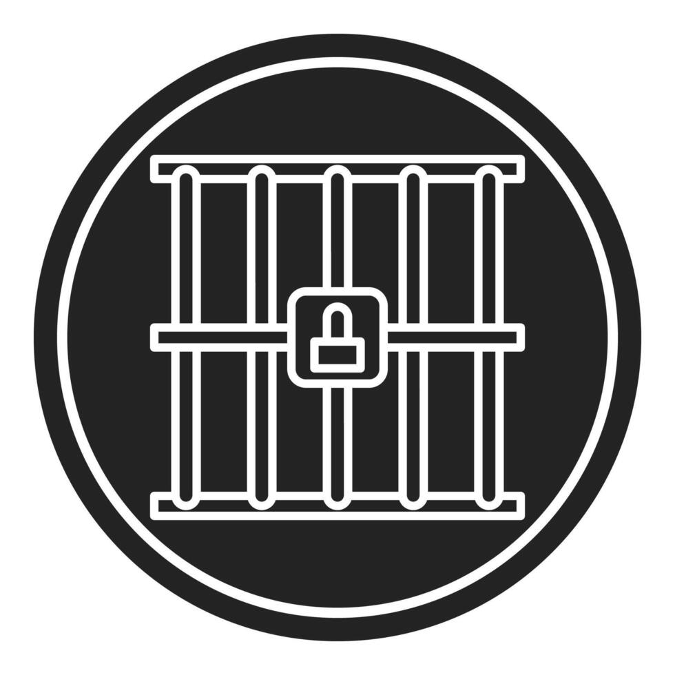 prison bars icon, judge and court tools icon vector