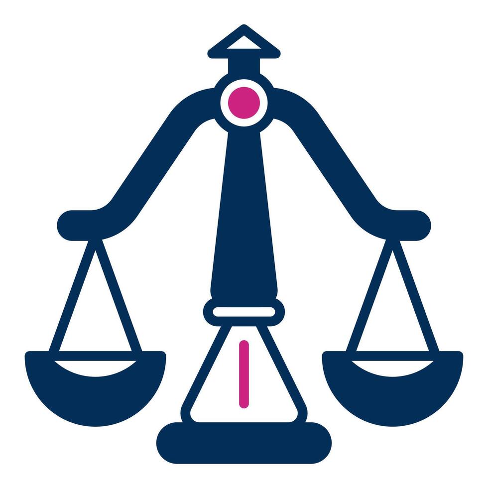 justice scale symbol icon, judge and court tools icon vector