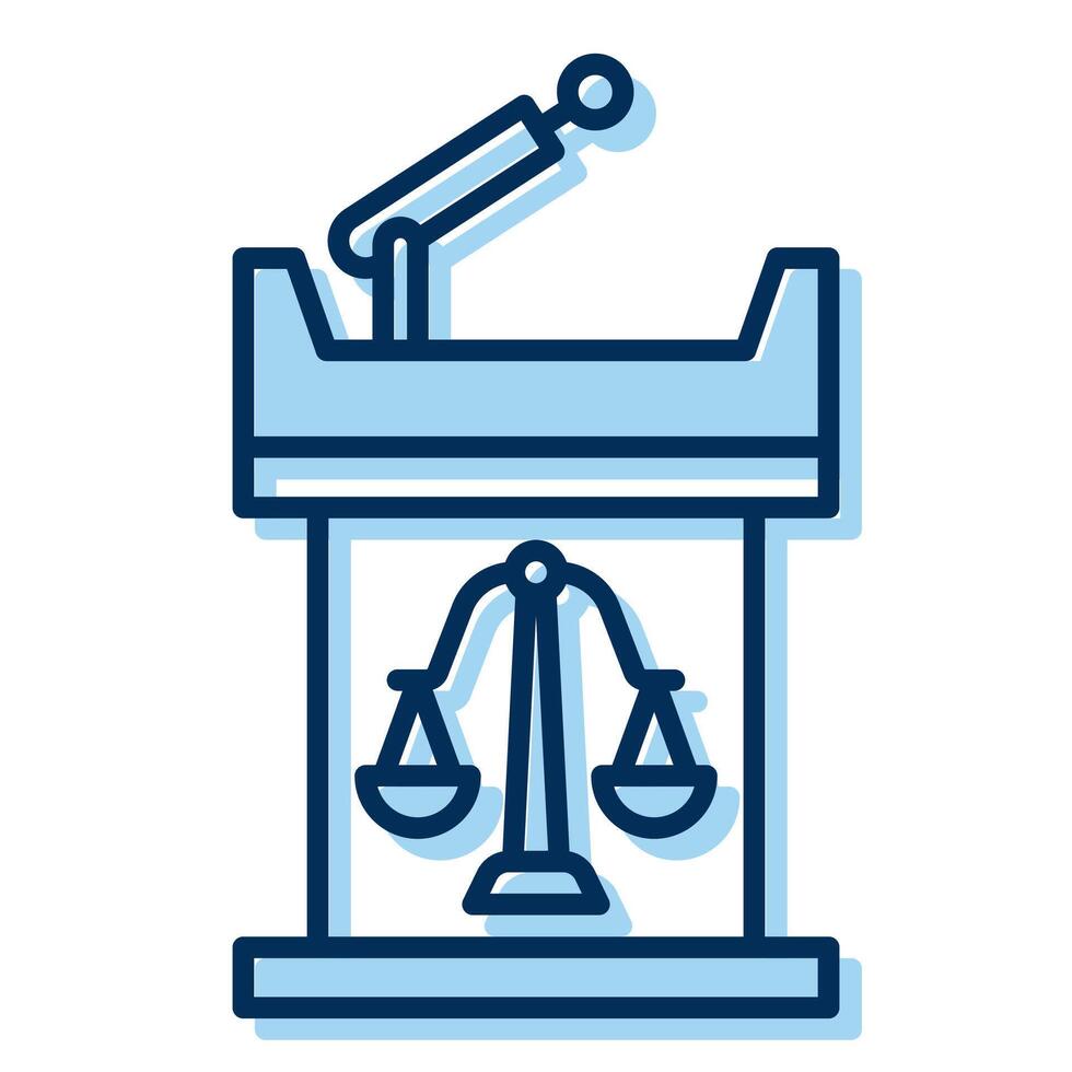 court witness table icon, judge and court tools icon vector