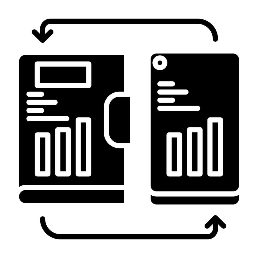 note synchronization icon on smartphone, bookkeeping and business icon vector