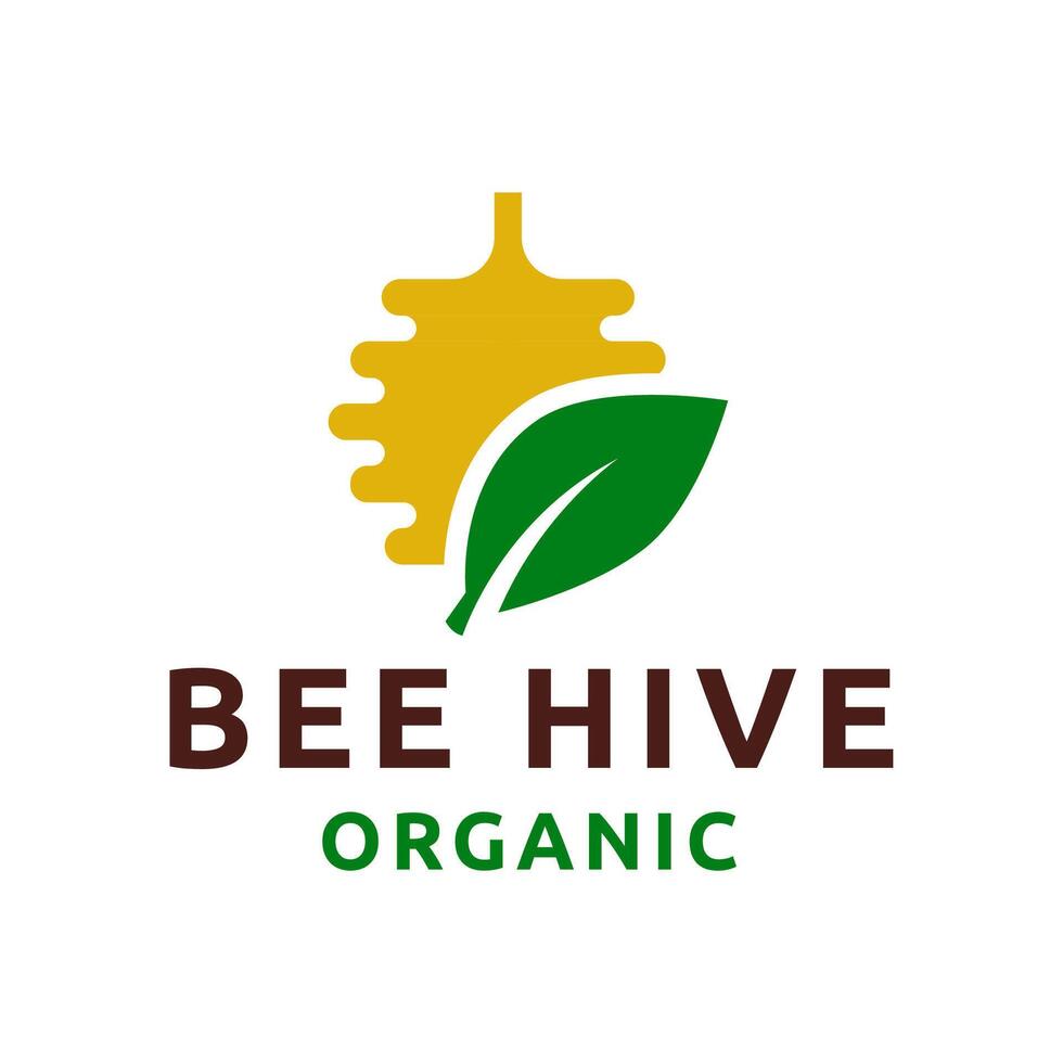 Bee hive and honey logo flat designBee hive and honey logo flat design vector