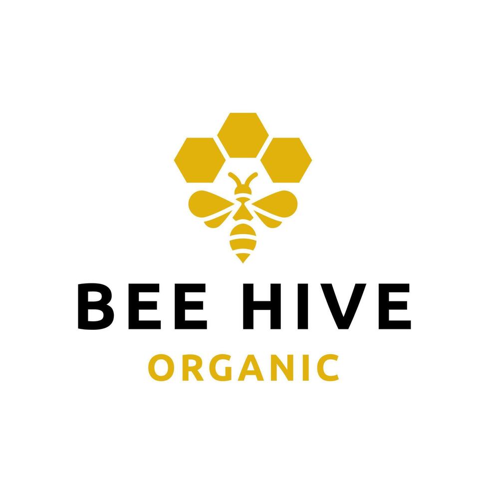 Bee hive and honey logo flat designBee hive and honey logo flat design vector