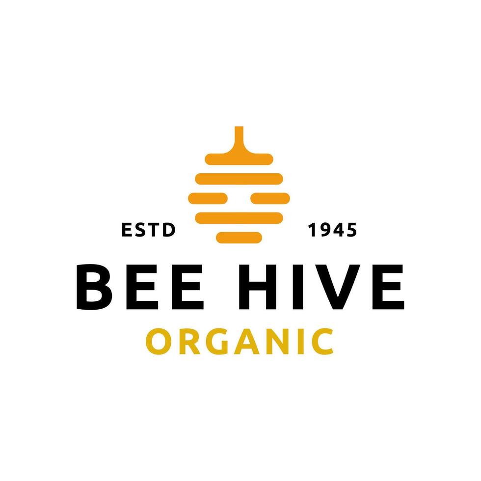 Bee hive and honey logo flat designBee hive and honey logo flat design vector