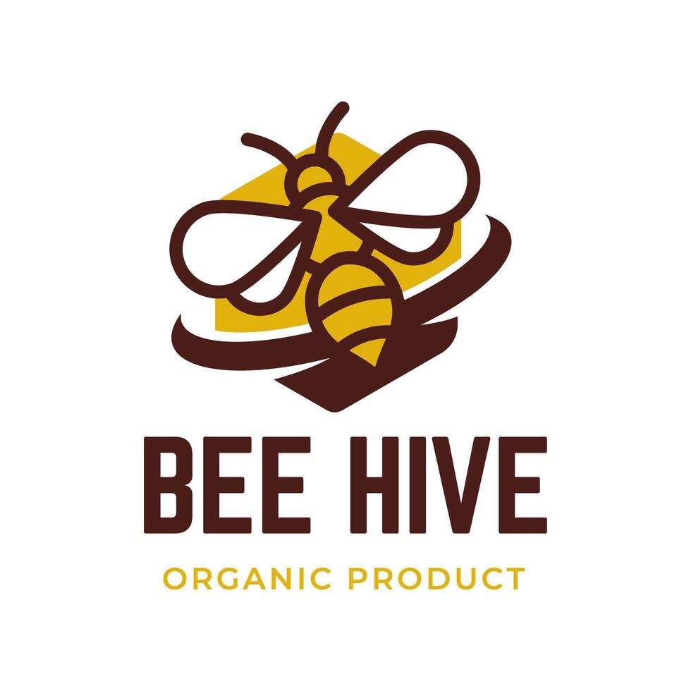 Bee hive and honey logo flat designBee hive and honey logo flat design vector