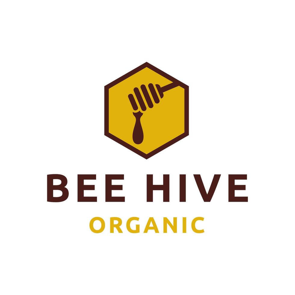 Bee hive and honey logo flat designBee hive and honey logo flat design vector
