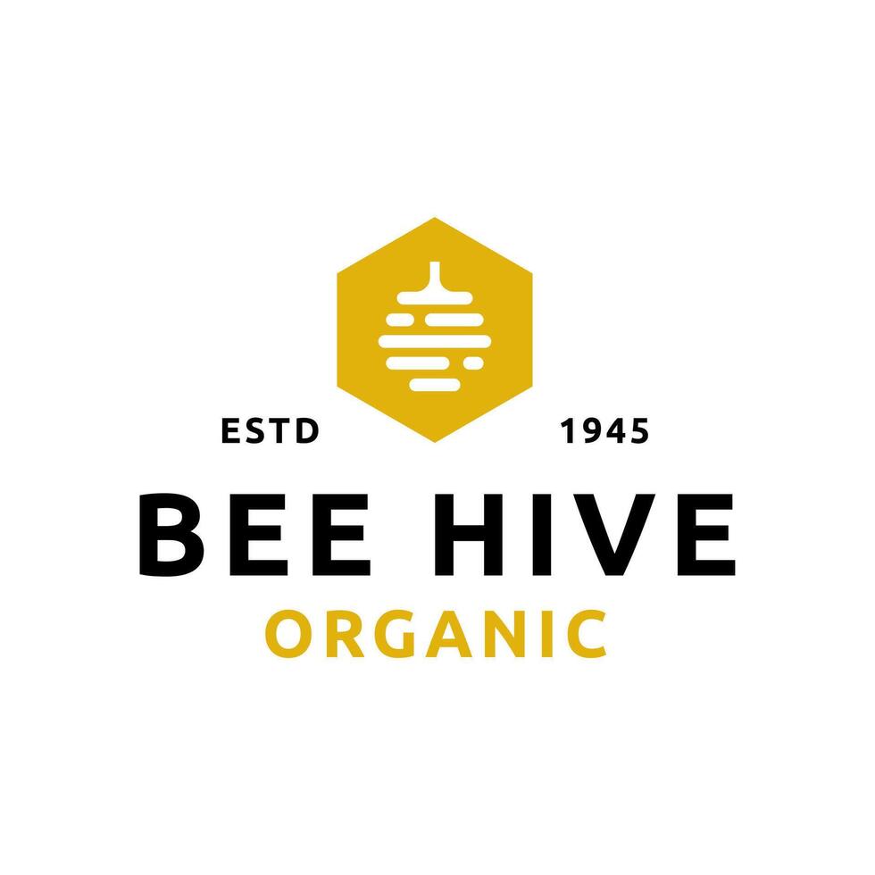 Bee hive and honey logo flat designBee hive and honey logo flat design vector