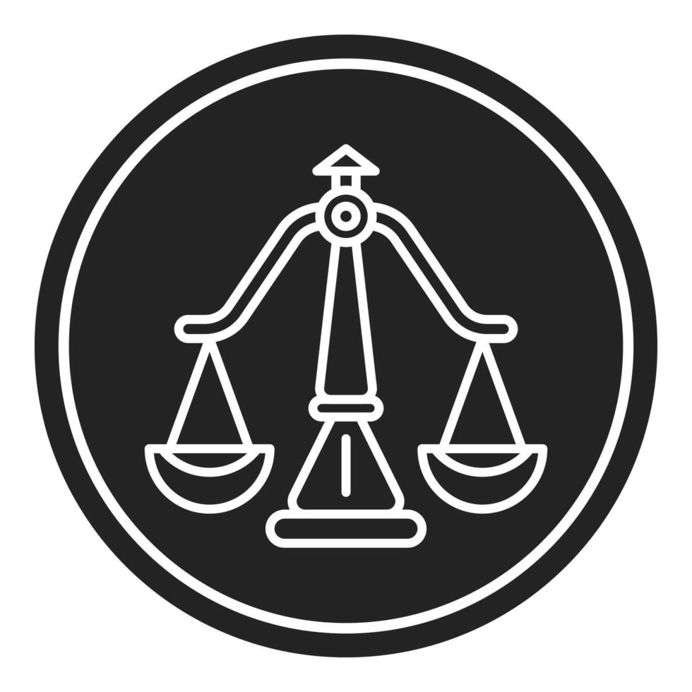 justice scale symbol icon, judge and court tools icon vector
