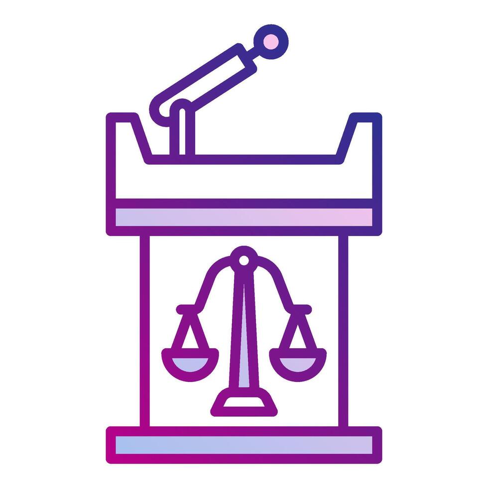 court witness table icon, judge and court tools icon vector
