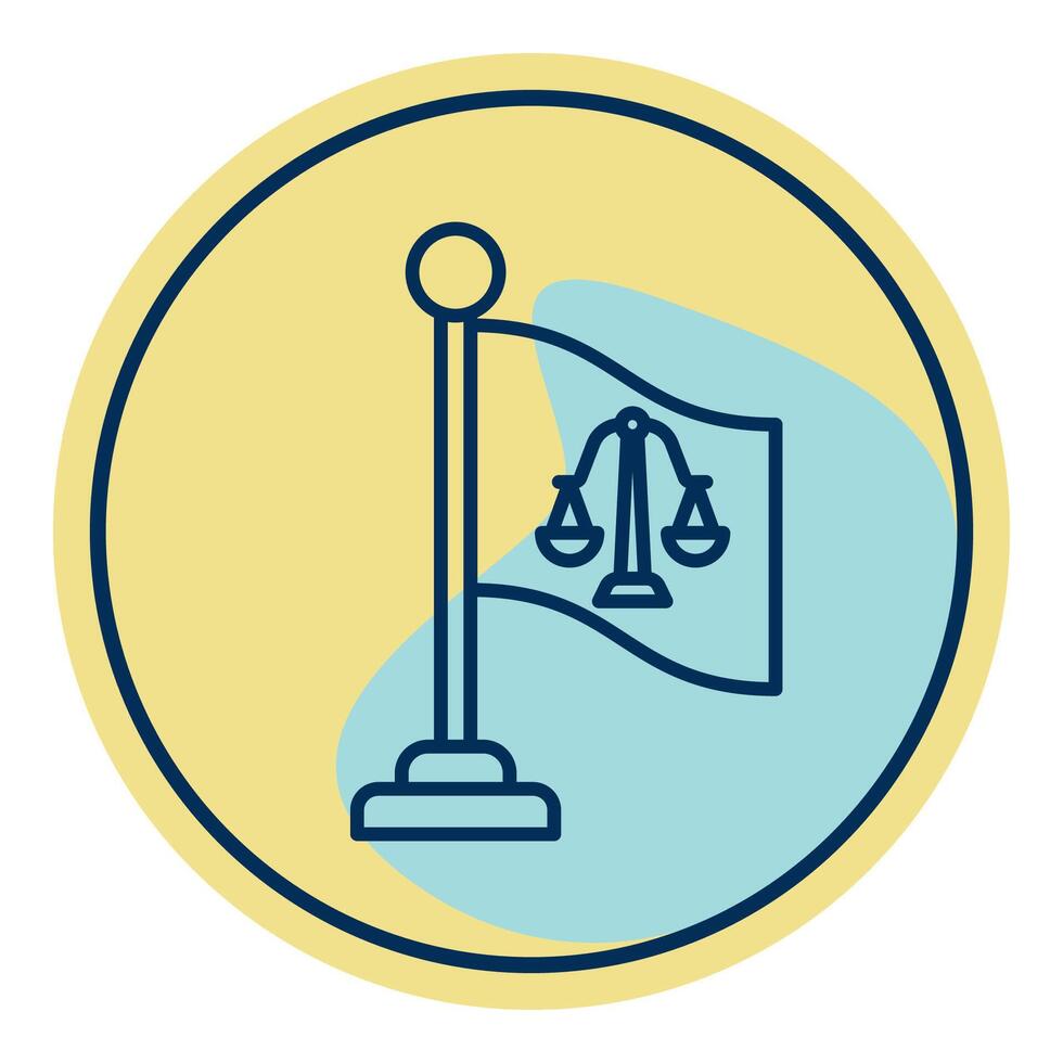 court symbol flag icon, judge and court tools icon vector
