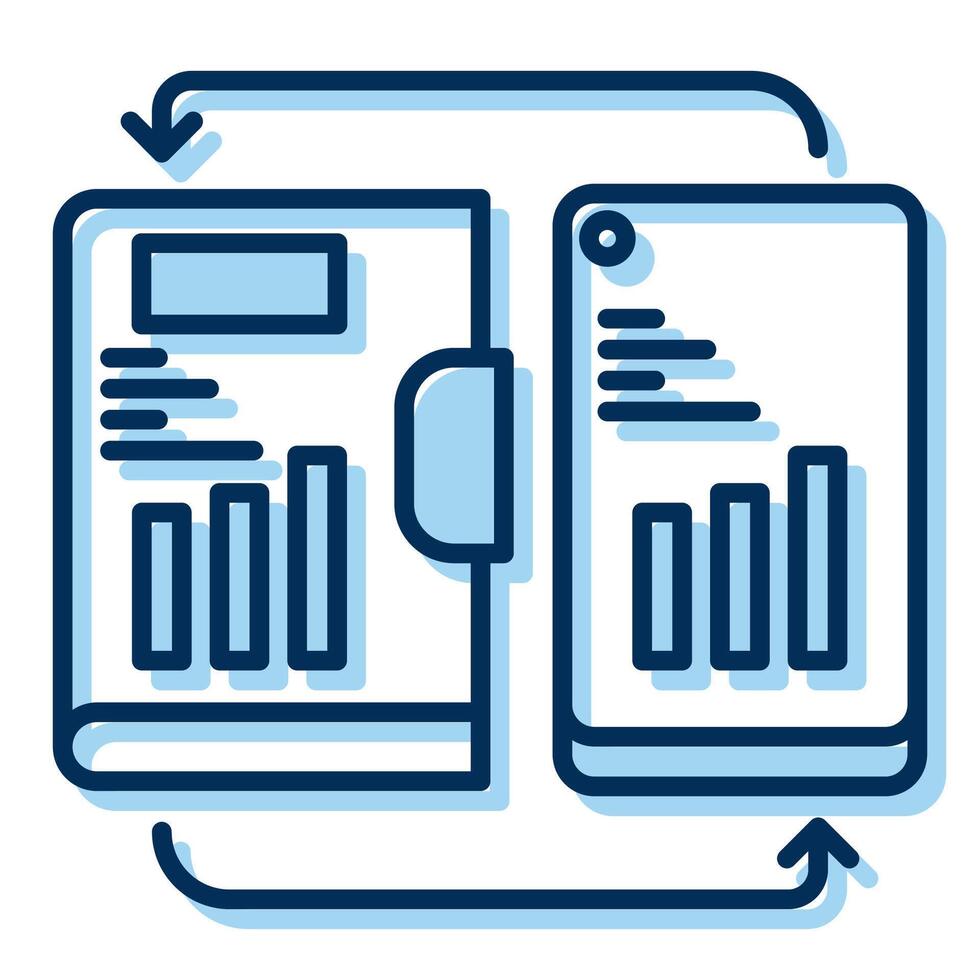 note synchronization icon on smartphone, bookkeeping and business icon vector