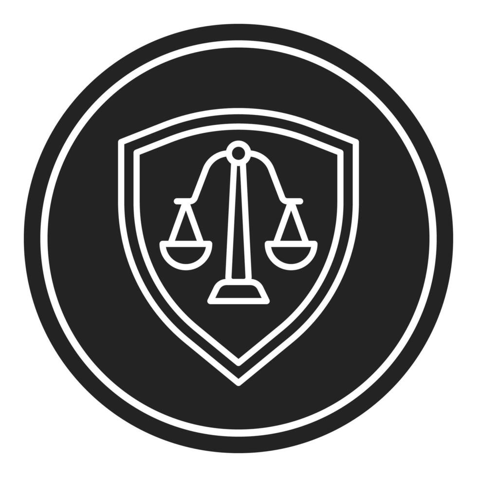 shield and scales of justice icon, judge and court tools icon vector