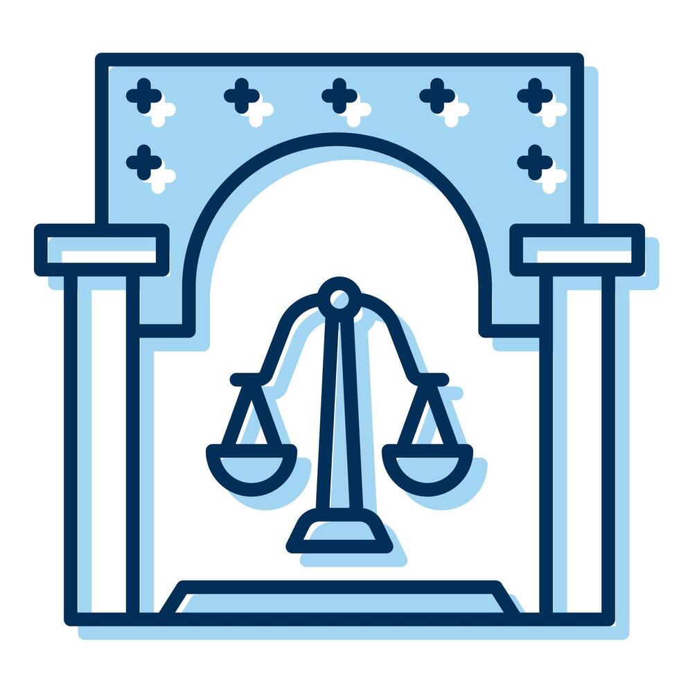 court room icon, judge and court tools icon vector