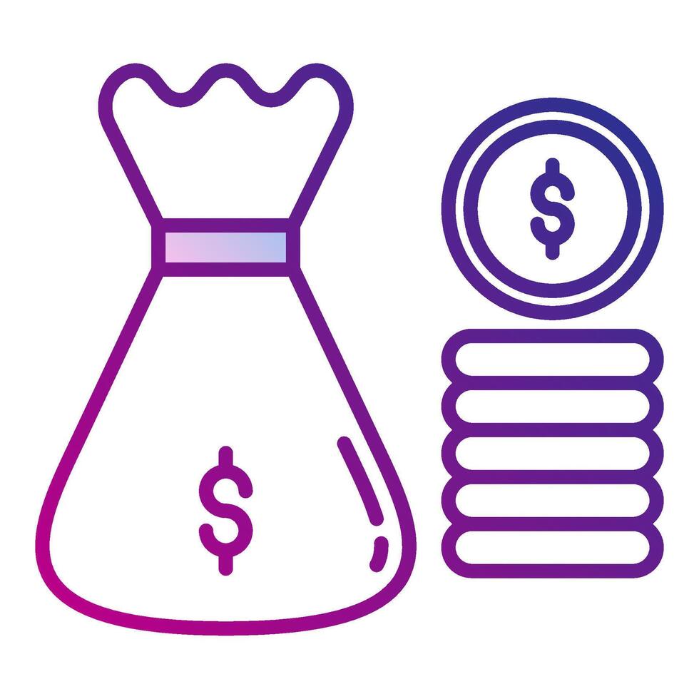 money and money sack, bookkeeping and business icon vector