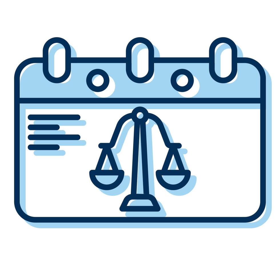 trial calendar icon, judge and court tools icon vector