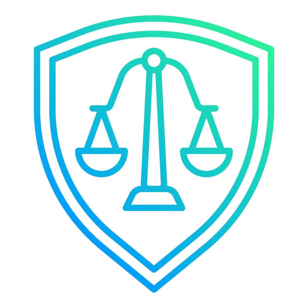 shield and scales of justice icon, judge and court tools icon vector