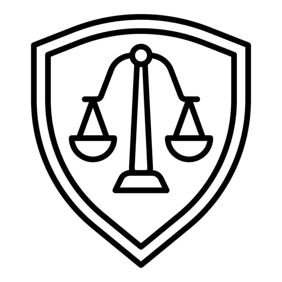 shield and scales of justice icon, judge and court tools icon vector