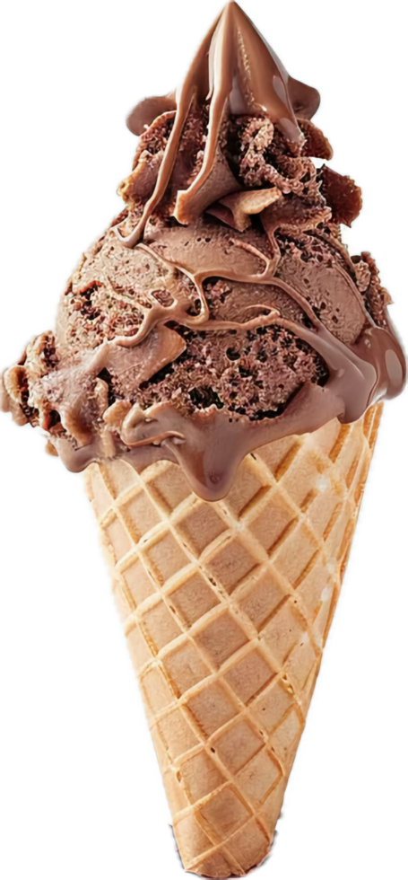 Chocolate Ice Cream Splashing in Cone. png