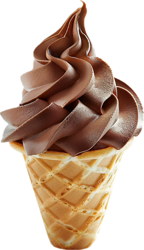 Chocolate Ice Cream Splashing in Cone. png