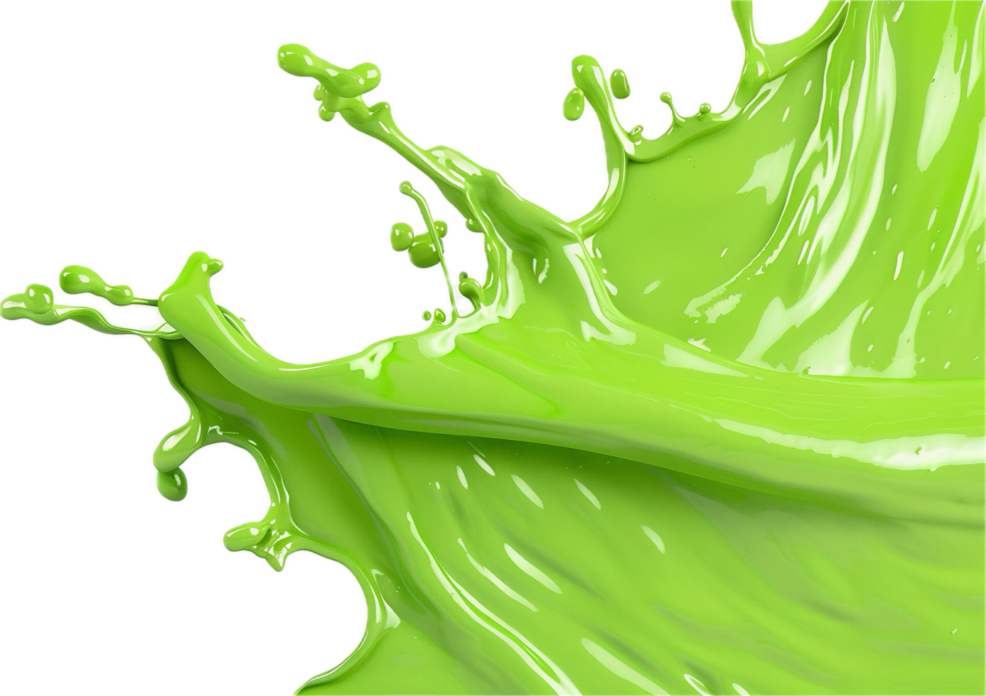 Vivid Green Paint Splash in Motion. png