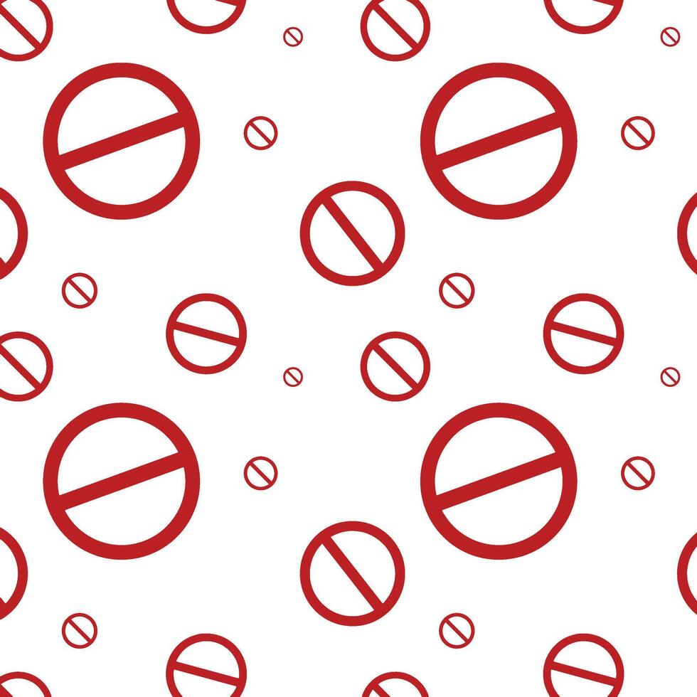 Red stop sign seamless pattern on white vector