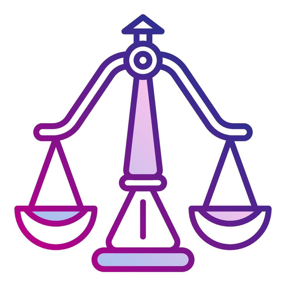 justice scale symbol icon, judge and court tools icon vector