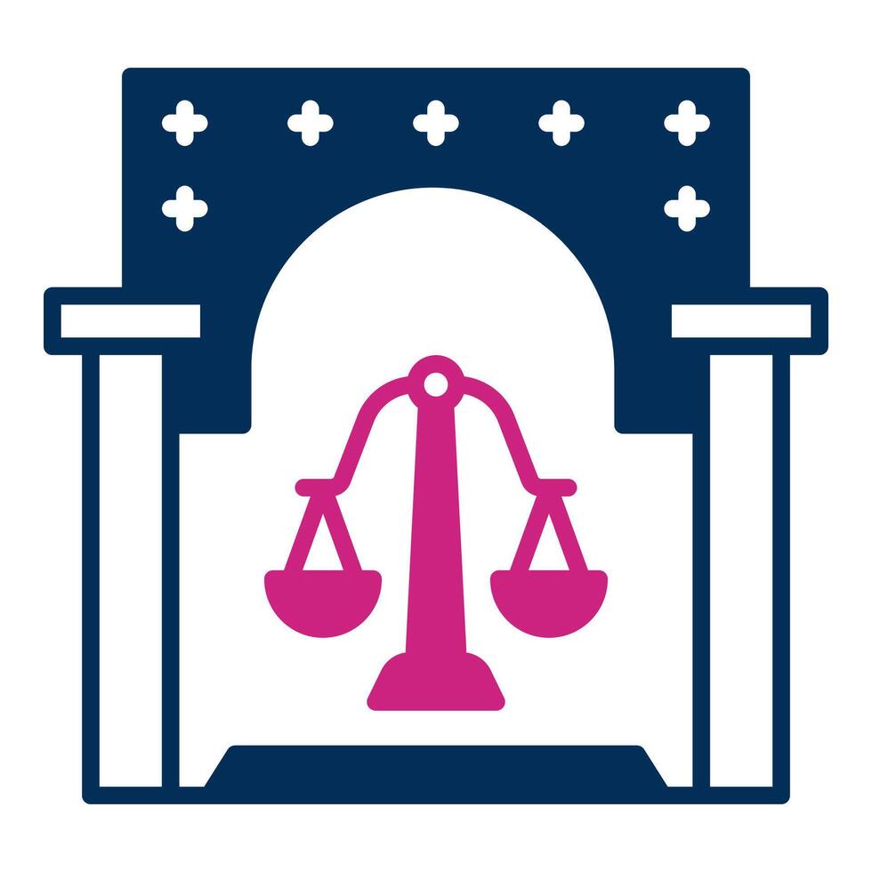 court room icon, judge and court tools icon vector