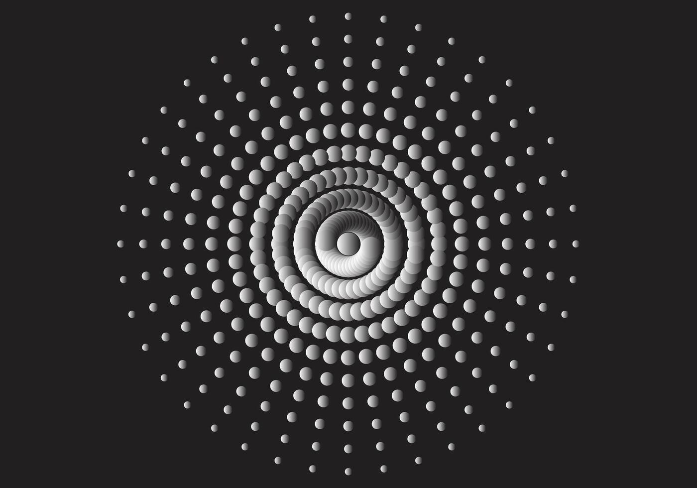 Halftone dotted circular pattern. Geometric shape radial in black and white. vector