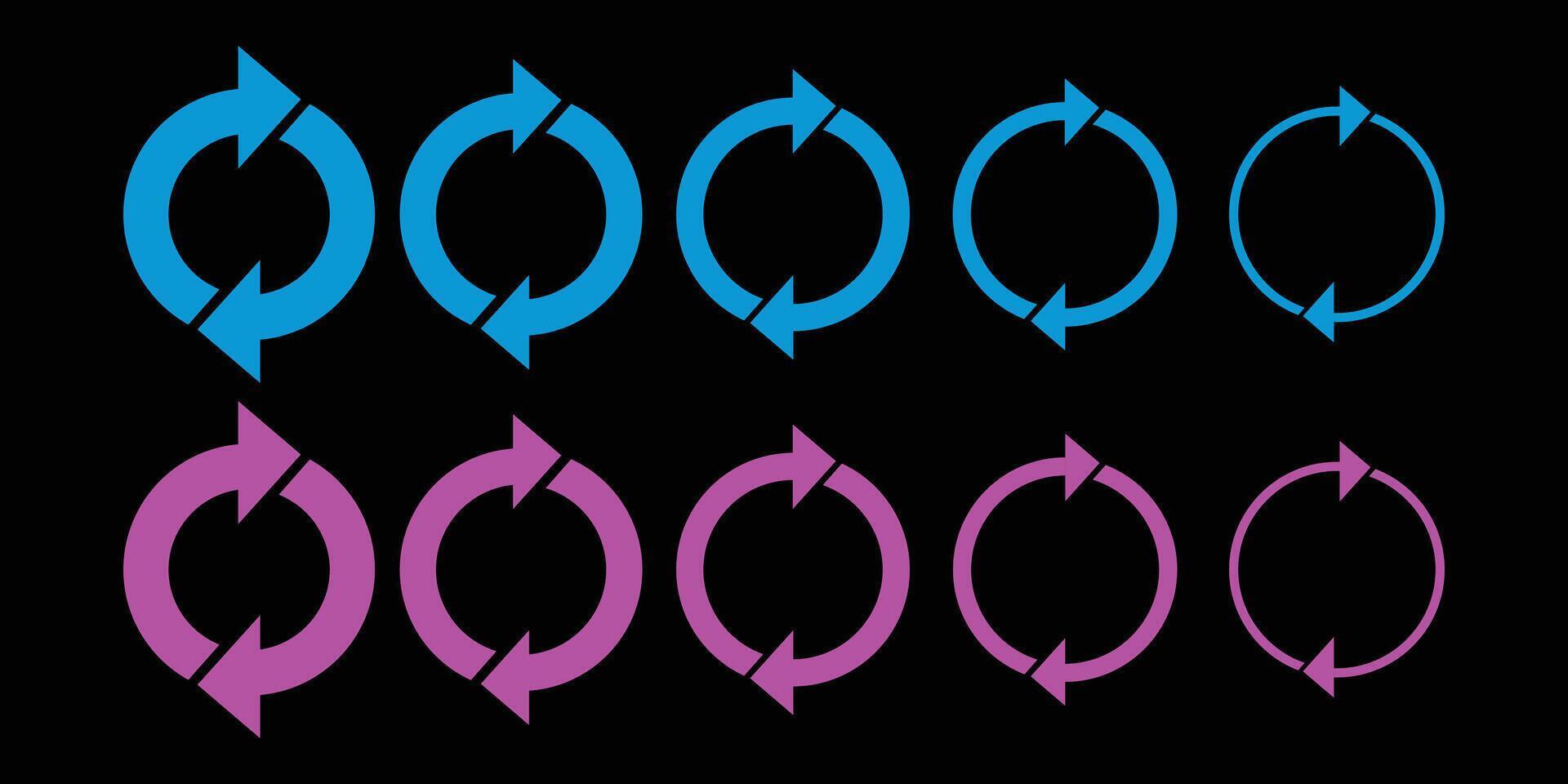 Arrow circular direction. Blue and purple arrow circular pointer. Isolated object on dark background. vector