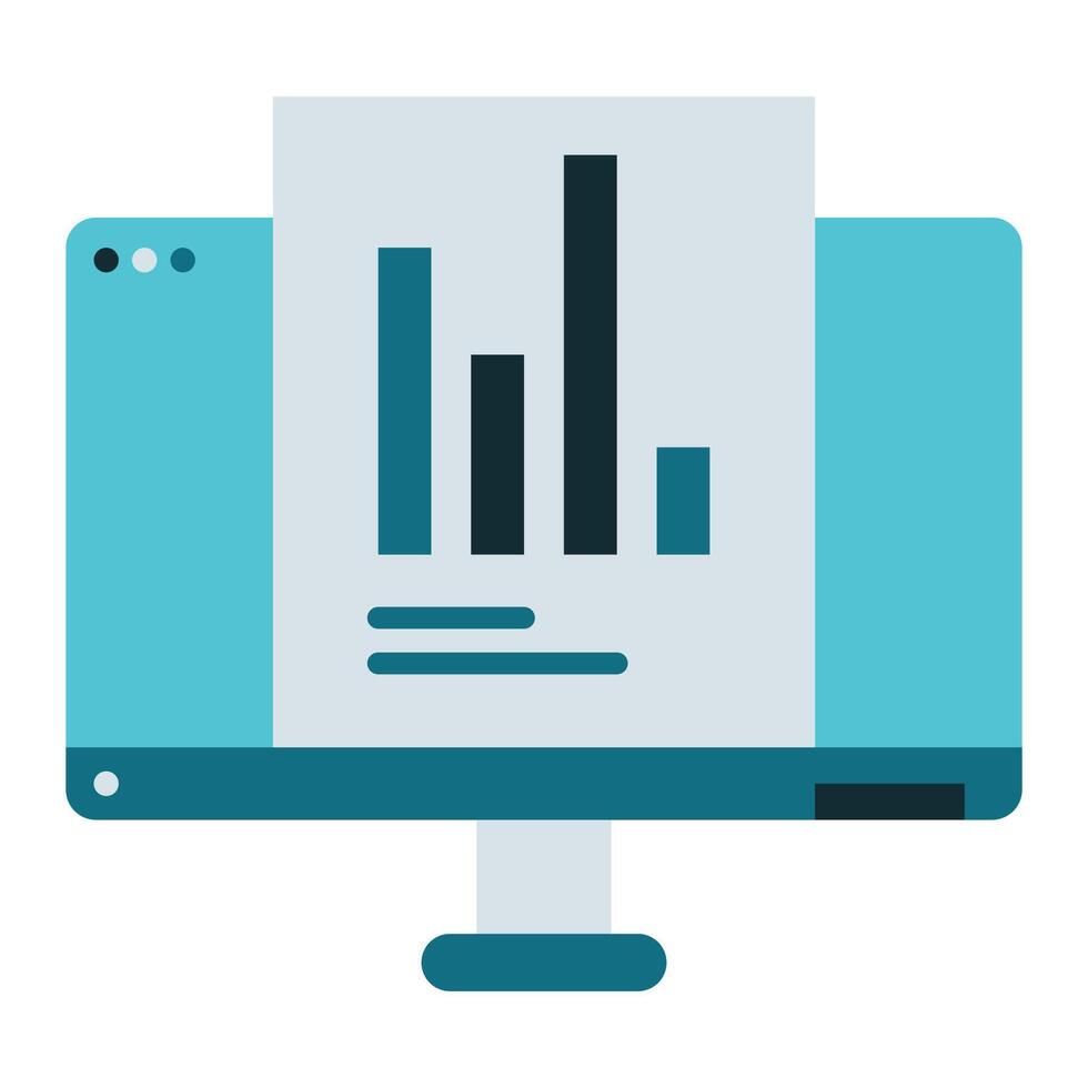 chart icon and computer screen, bookkeeping and business icon vector
